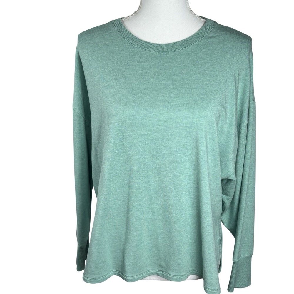 LL Bean Pullover Sweatshirt Crew Neck Womens Sz S Petite Mint Green Aqua Soft